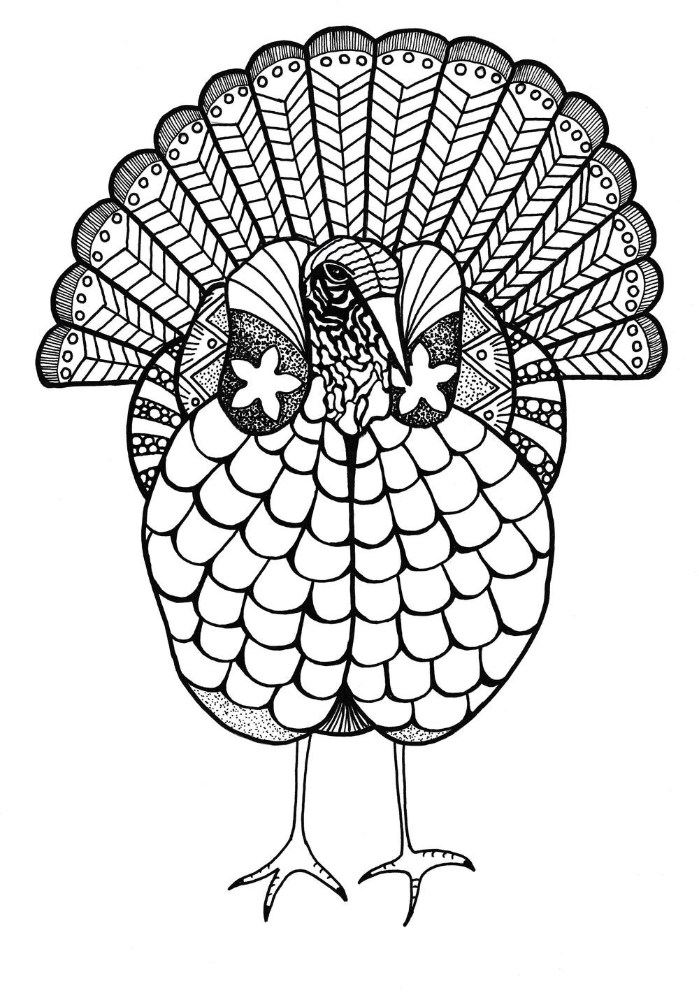 Turkey Coloring Pages For Adults
 Colorful Turkey Adult Coloring Page
