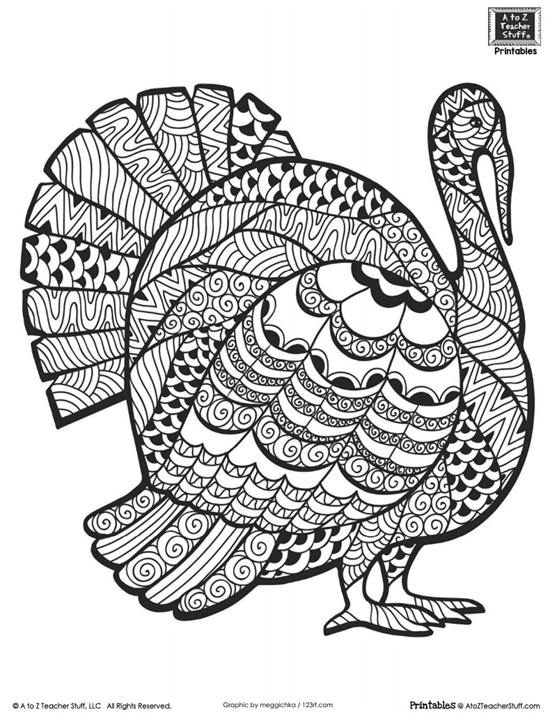 Turkey Coloring Pages For Adults
 Detailed Turkey Advanced Coloring Page