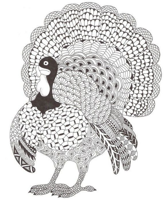 Turkey Coloring Pages For Adults
 Adult coloring page Thanksgiving turkey