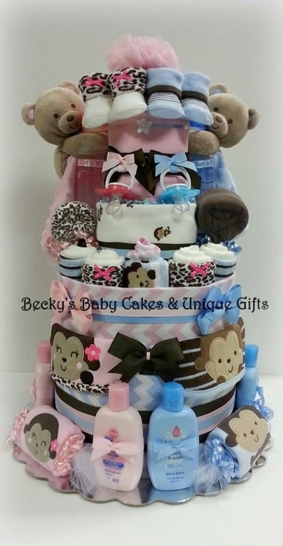 Twin Baby Shower Gift Ideas
 Items similar to Twin Diaper Cake Boy & Girl Twin Baby