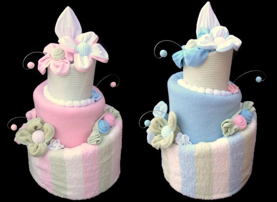 Twin Baby Shower Gift Ideas
 Twin Baby Shower Diaper Cakes Boy and Girl Two by