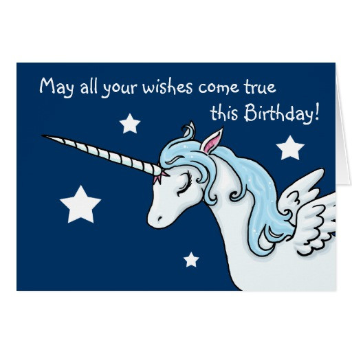 Unicorn Birthday Wishes
 Pegasus Unicorn Wishes Birthday Card