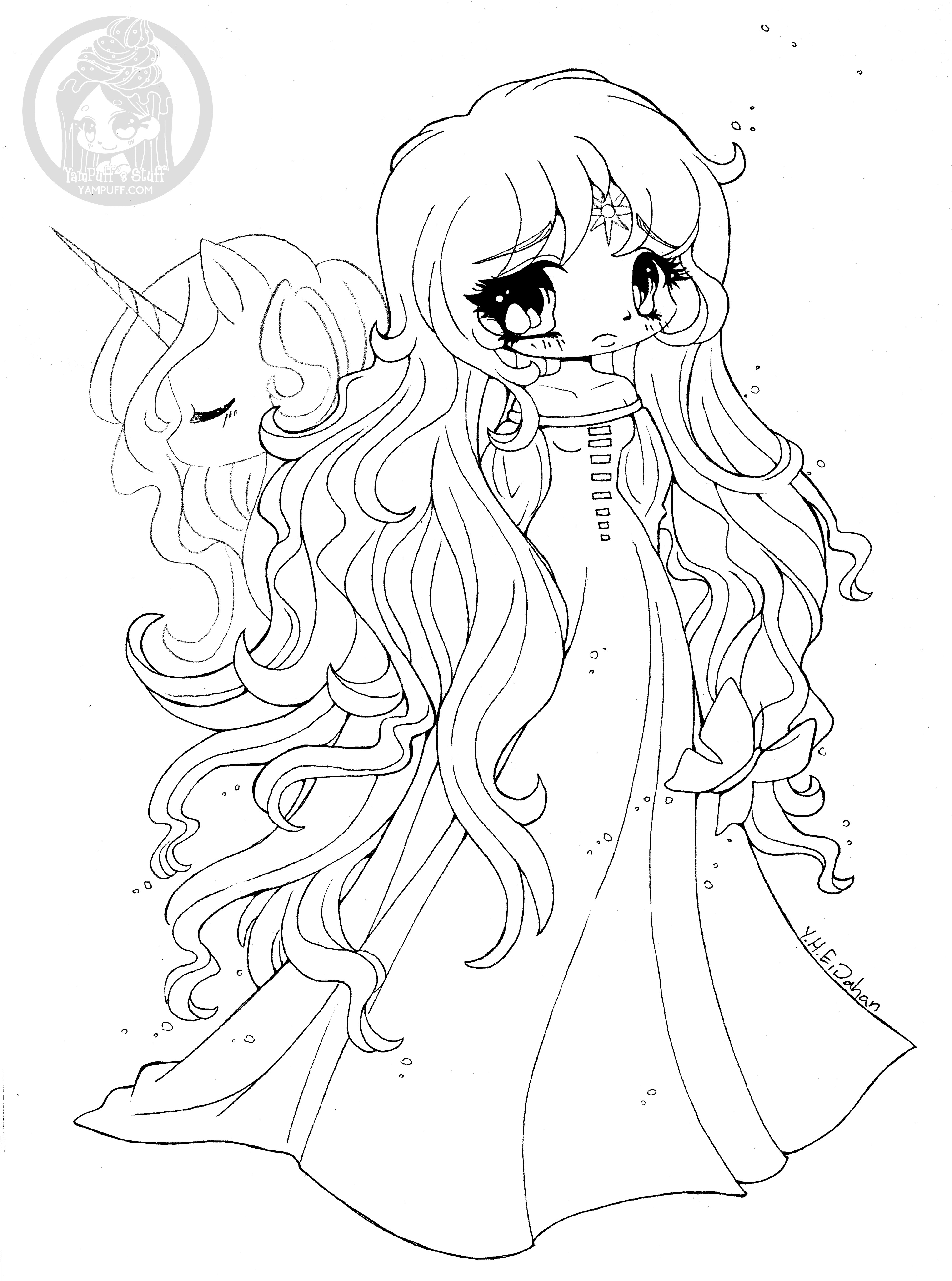 Unicorn Girl Coloring Pages
 Fanart Free Chibi Colouring Pages • YamPuff s Stuff