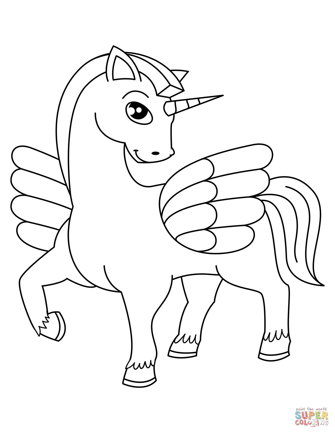 Unicorn Girl Coloring Pages
 Cute Winged Unicorn coloring page