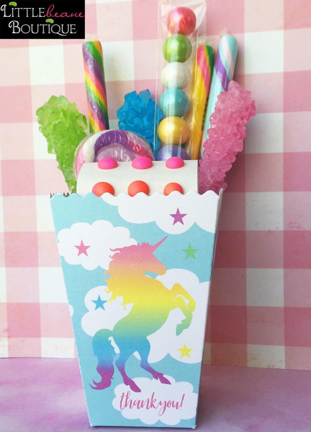 Unicorn Party Favor Ideas
 Rainbow Unicorn treat box Unicorn Popcorn Box Birthday