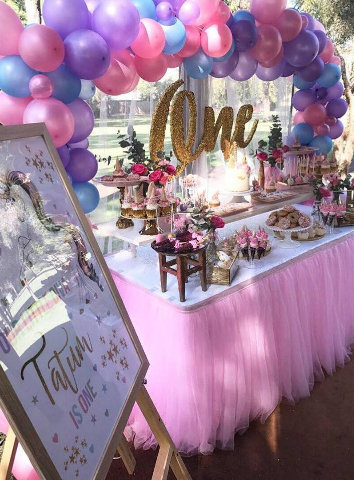Unicorn Party Table Ideas
 Magical Unicorn First Birthday Party Birthday Party