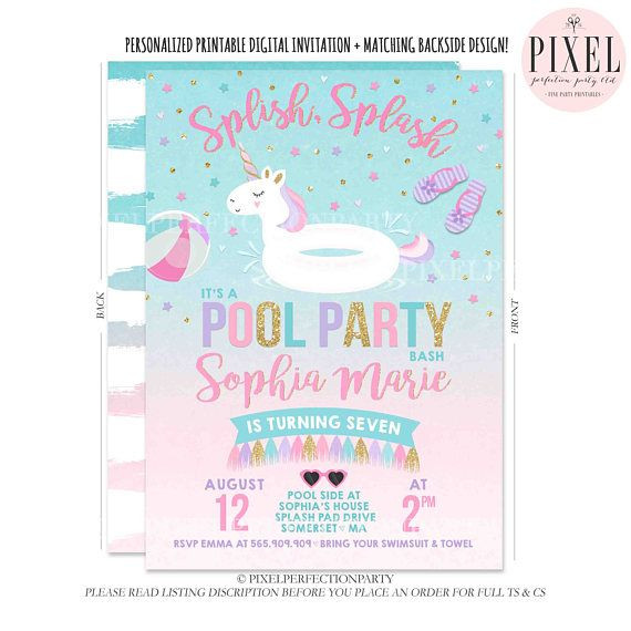 Unicorn Pool Party Ideas
 Best 25 Swim party invitations ideas on Pinterest