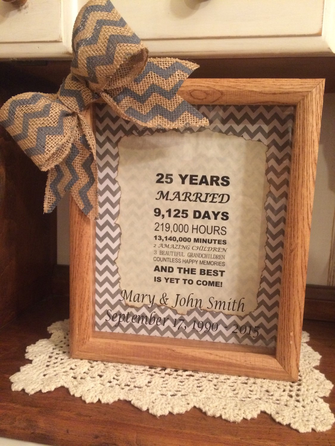 Unique 25Th Anniversary Gift Ideas
 Personalized 25th Wedding Anniversary Gift Years Months