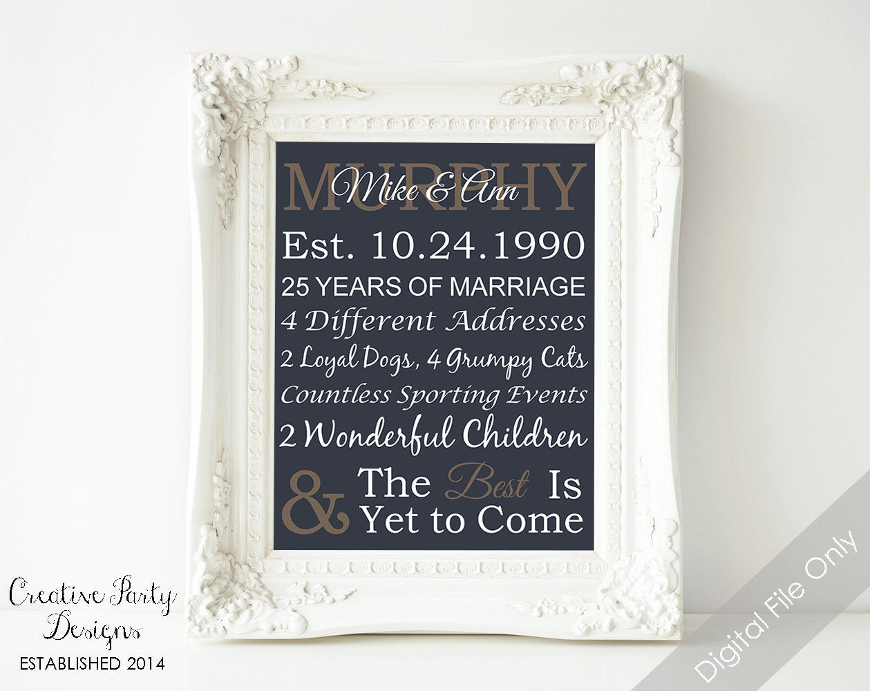 Unique 25Th Anniversary Gift Ideas
 25th Anniversary Gift Personalized by CreativePartyDesigns