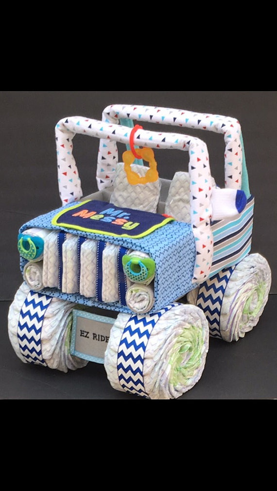 Unique Baby Shower Gift Ideas For Boys
 Jeep baby diaper jeep diaper cake boy diaper