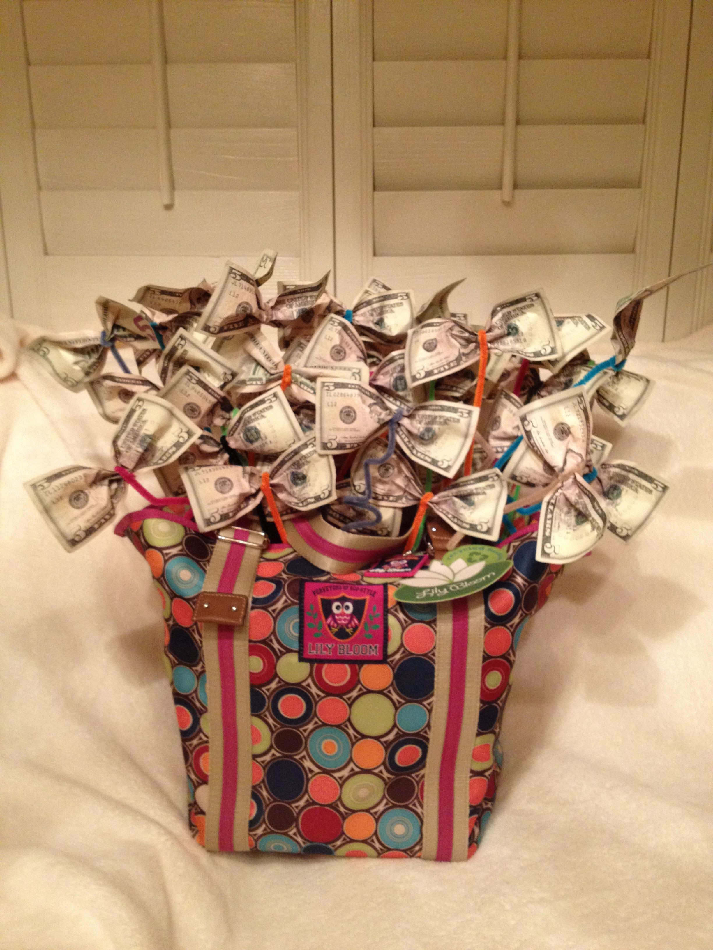 Unique Ideas Raffle Gift Basket
 "money bag" Raffle basket I made for Chorus fund raiser