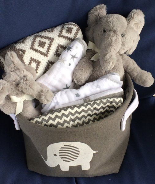Unisex Baby Gift Ideas
 Ellie Elephant Baby Basket gray gender neutral uni baby