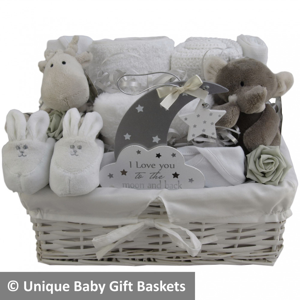 Unisex Baby Gift Ideas
 Baby Gift Basket baby hamper white and grey uni neutral