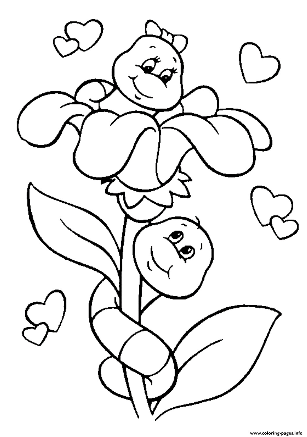 Valentine Coloring Pages For Girls
 Flower And Caterpillar In Love Valentine S9195 Coloring
