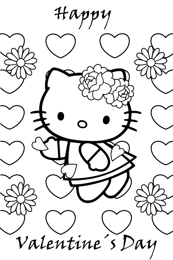 Valentine Coloring Pages For Girls
 Hello Kitty Valentines Coloring Pages