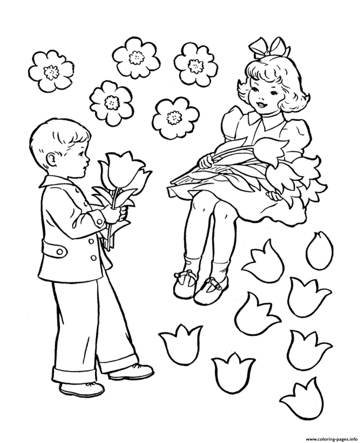 Valentine Coloring Pages For Girls
 Little Boy And Girl Valentines S3cae Coloring Pages Printable
