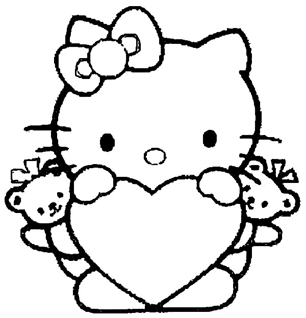 Valentine Coloring Pages For Girls
 Valentine Hello Kitty With Heart Valentine s Day