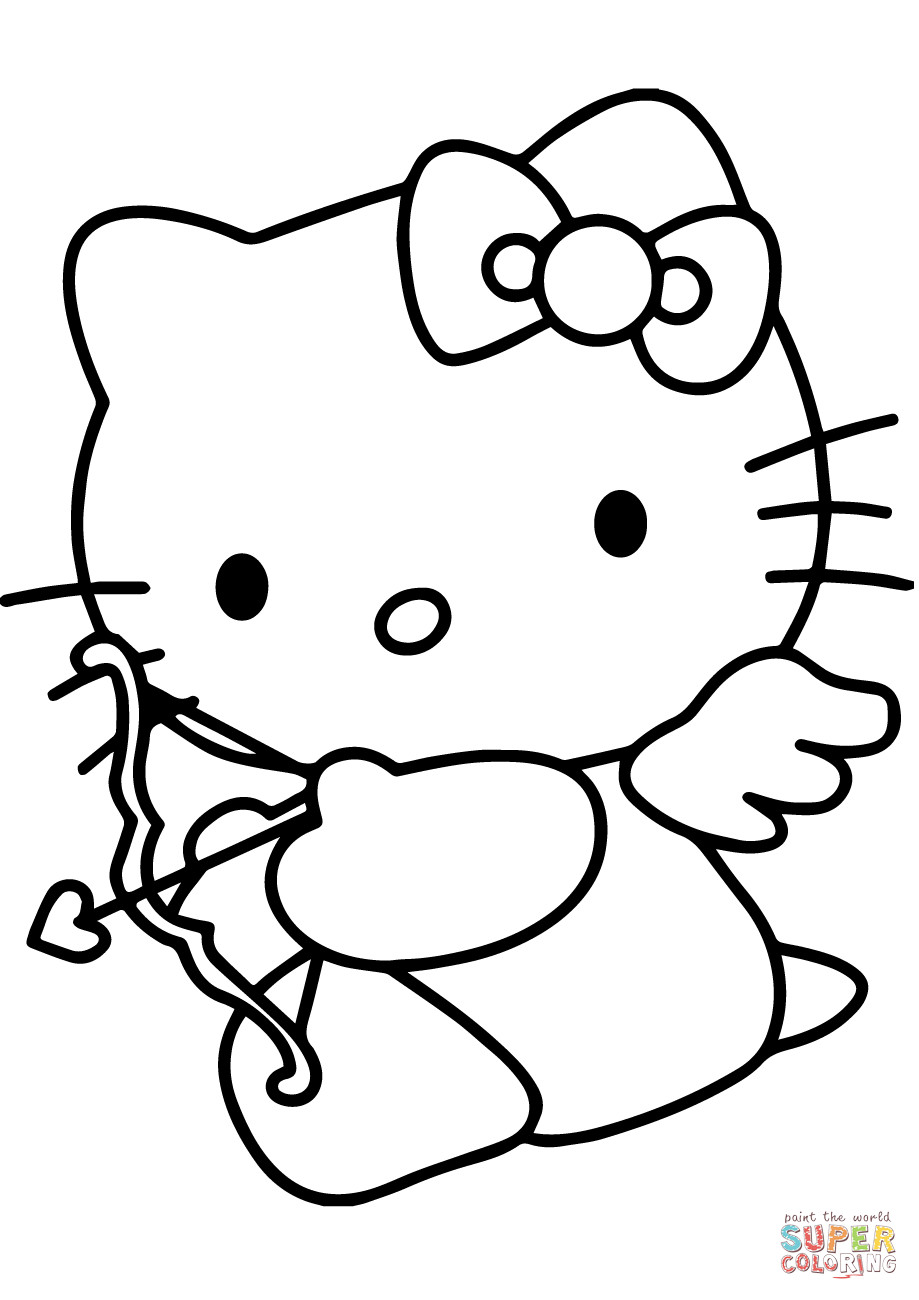 Valentine Coloring Pages For Girls
 Hello Kitty Valentine s Day Cupid coloring page