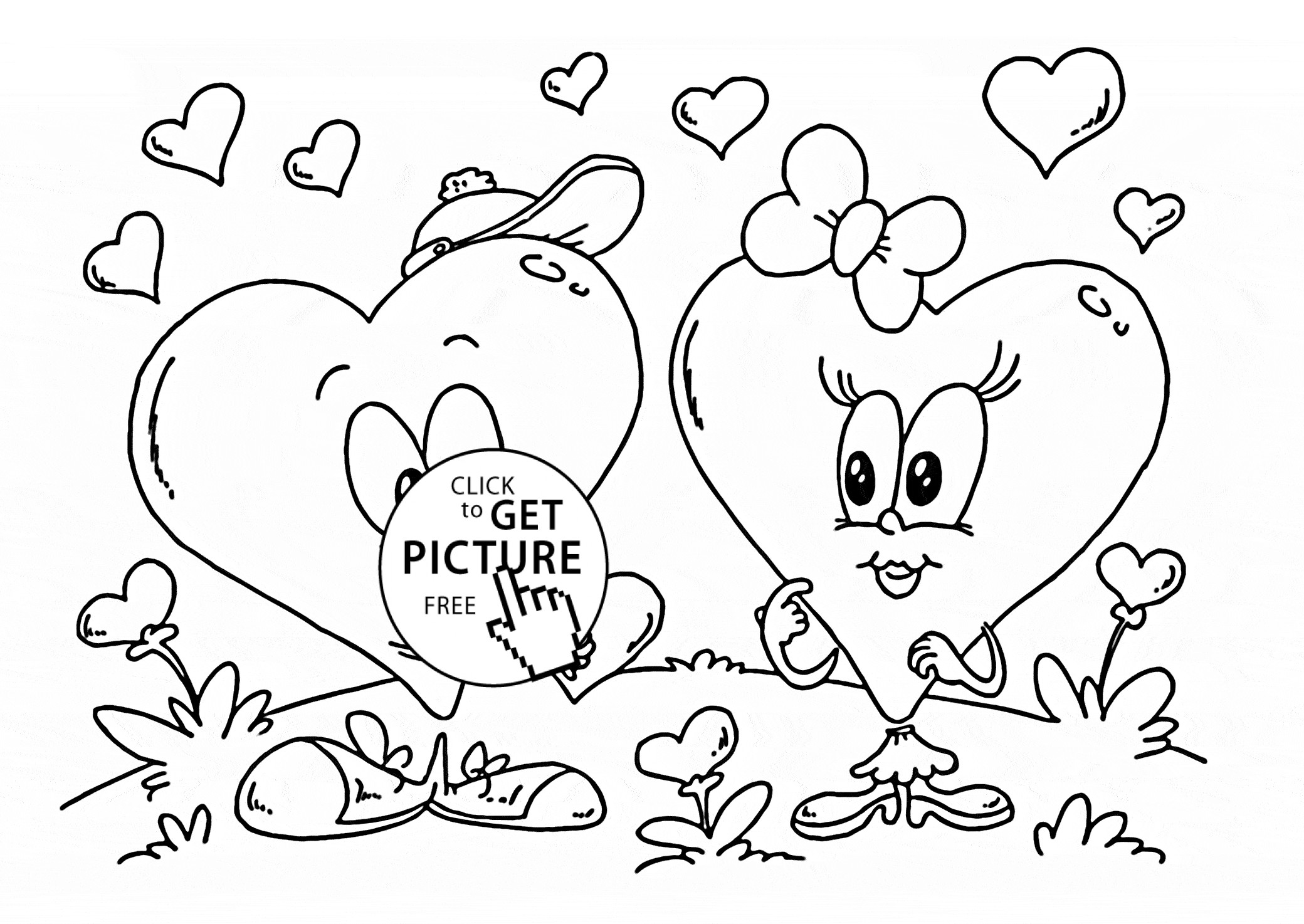 Valentine Coloring Pages For Girls
 Cartoon Valentine Heart coloring page for kids for girls
