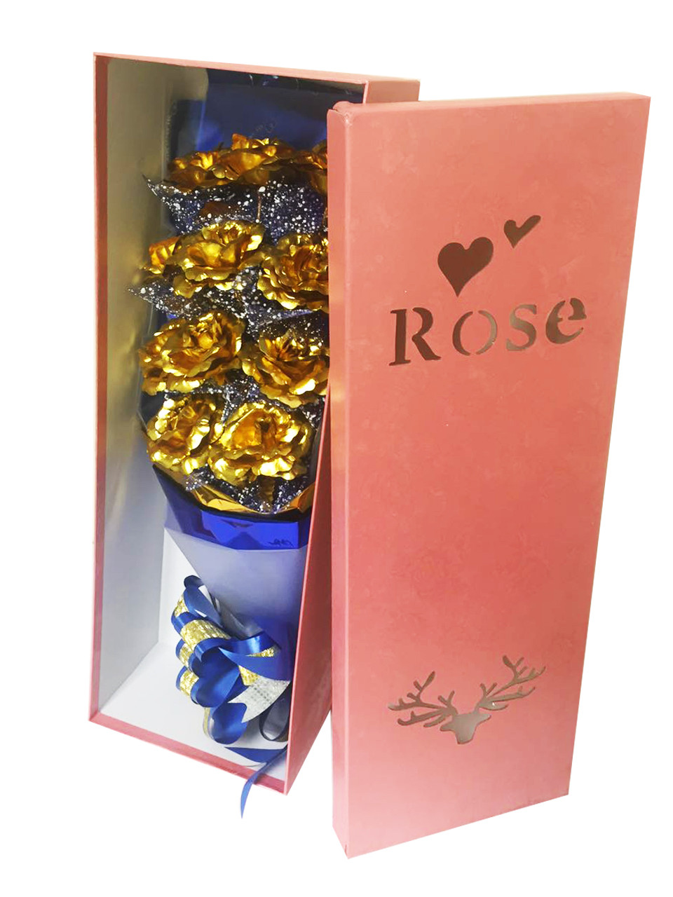 Valentine'S Gift Ideas
 Abbie Home Golden Rose Bouquet Flower Gift Box for