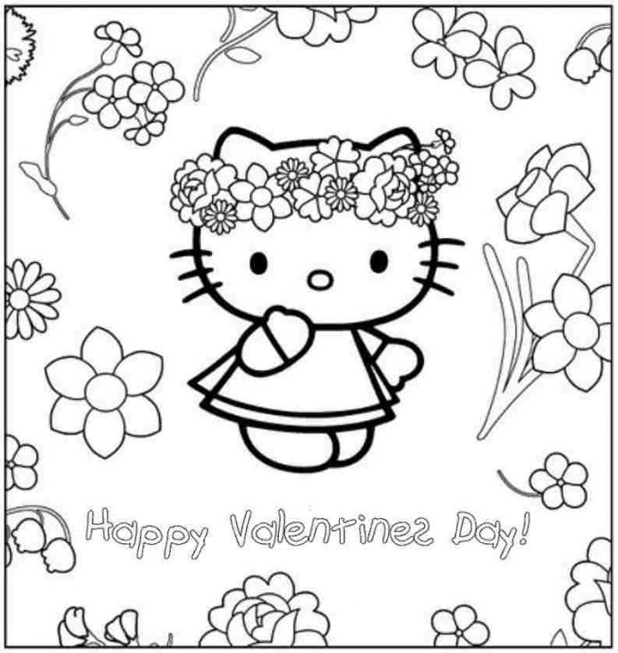 Valentines Coloring Pages For Girls
 Happy Valentines Day From Hello Kitty Coloring Page For