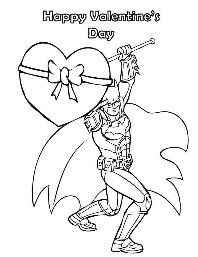 Valentines Day Boys Coloring Pages
 Batman Happy Valentines Day Coloring Page