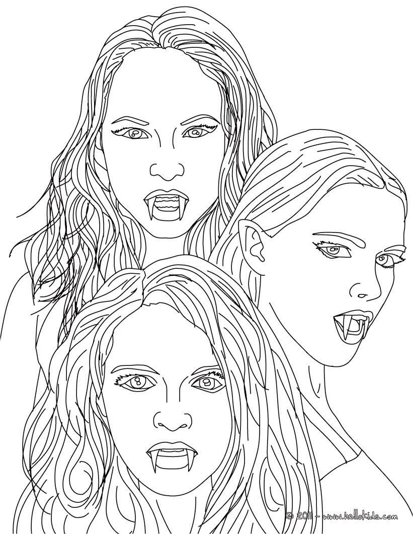 Vampire Girl Coloring Pages
 Kleurplaat THE 3 EMPUSA mythical vampires coloring page