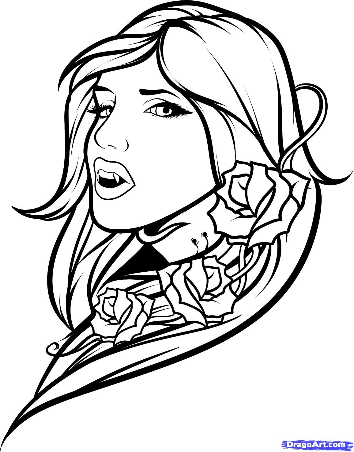 Vampire Girl Coloring Pages
 How to Draw a Vampire Tattoo Vampire Tattoo Step by Step
