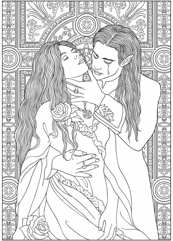 Vampire Girl Coloring Pages
 Gothic Coloring Pages for Adults