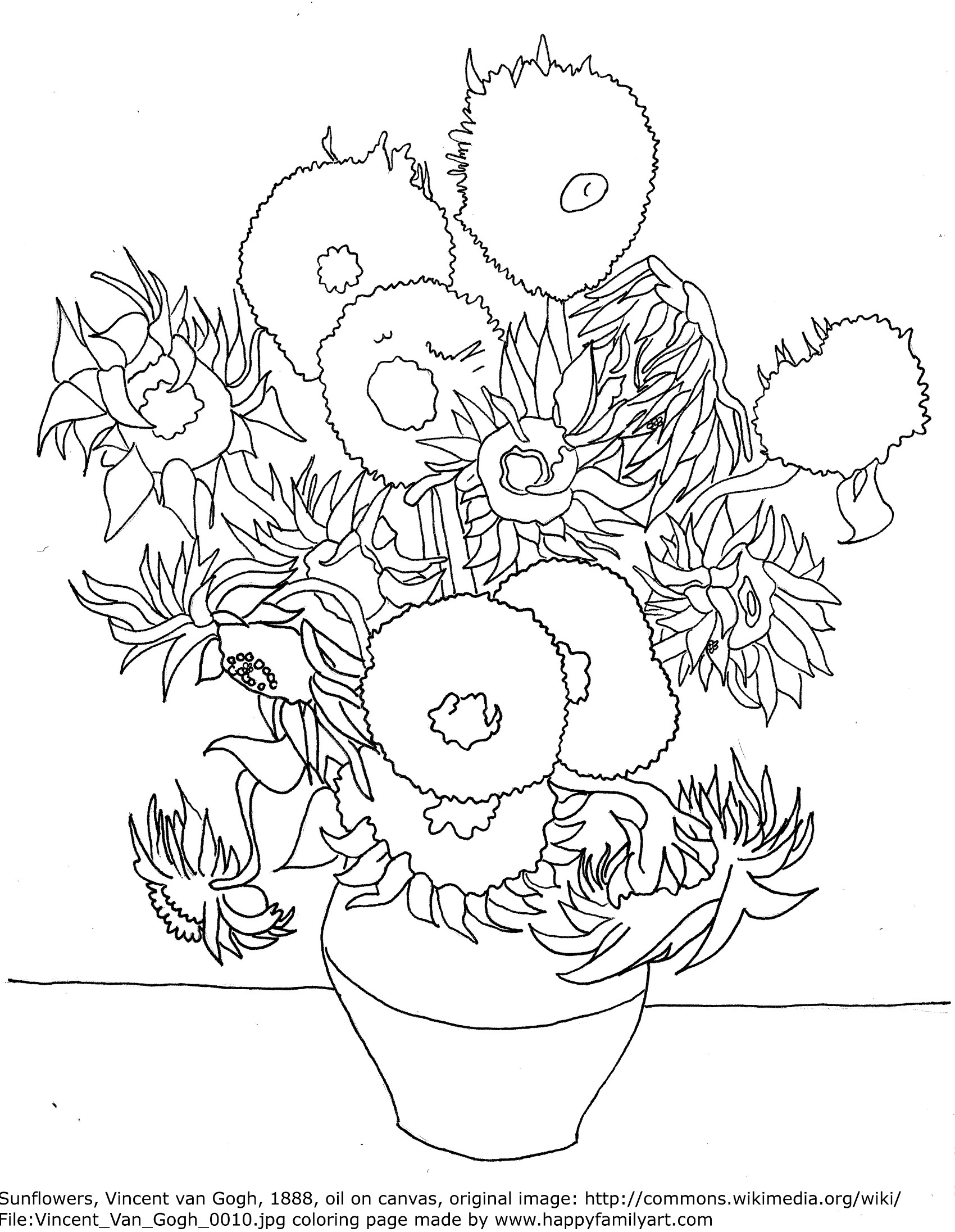 Van Gogh Coloring Pages
 Happy Family Art original and fun coloring pages