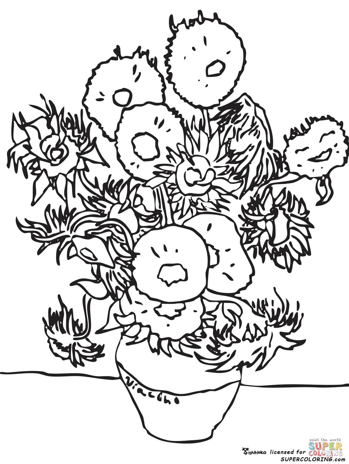 Van Gogh Coloring Pages
 Sunflowers By Vincent Van Gogh coloring page