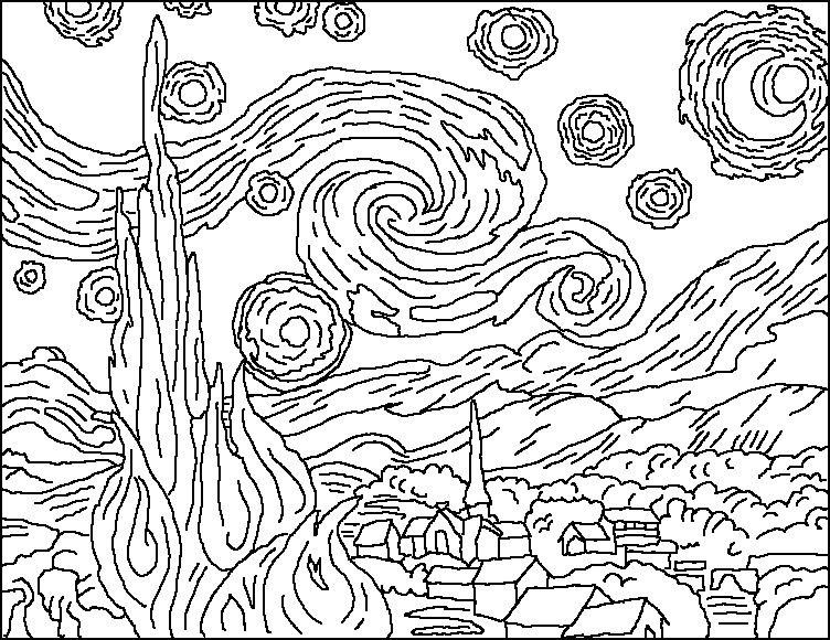 Van Gogh Coloring Pages
 Starry Night Coloring Page Coloring Home