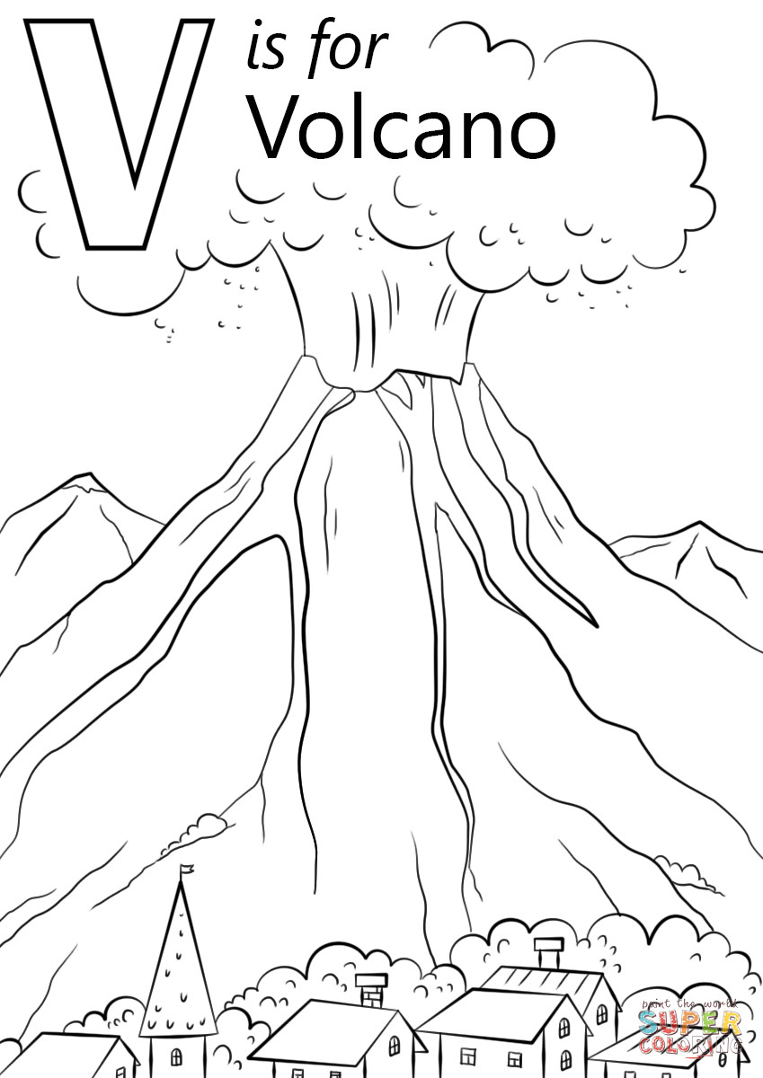 Volcano Coloring Pages
 V is for Volcano coloring page