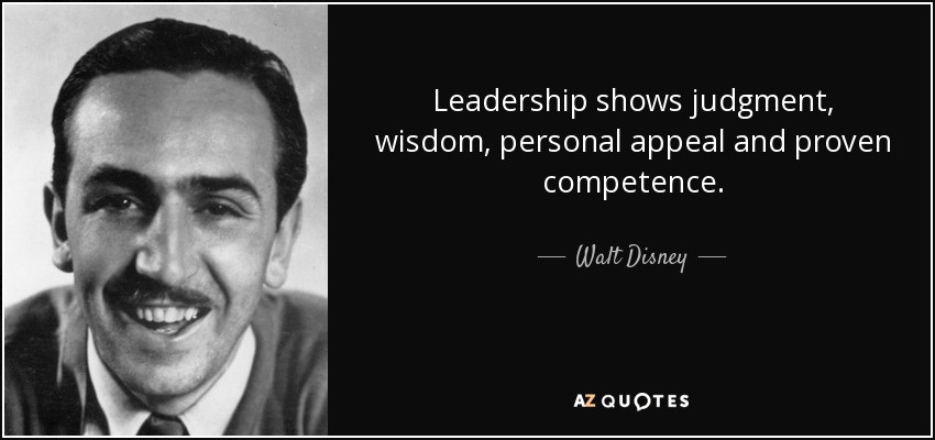 Walt Disney Leadership Quotes
 Walt Disney quote Leadership shows judgment wisdom