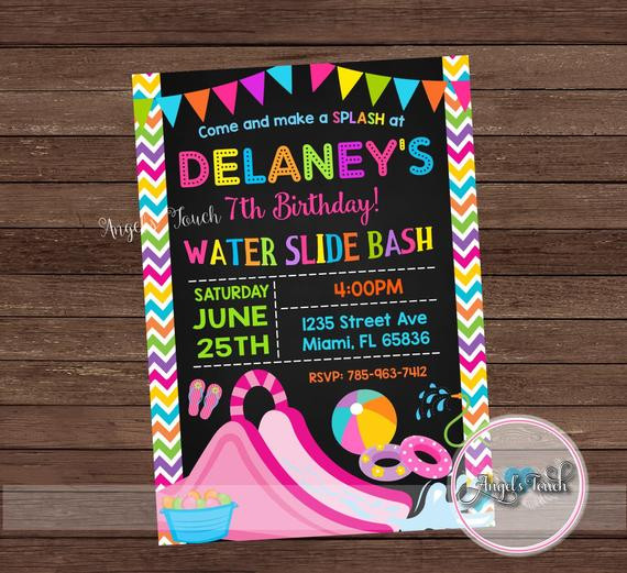 Water Slide Birthday Party Invitations
 Water Slide Party Invitation Waterslide Birthday Invitation