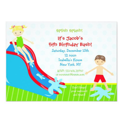Water Slide Birthday Party Invitations
 Water slide Waterslide Birthday Invitations