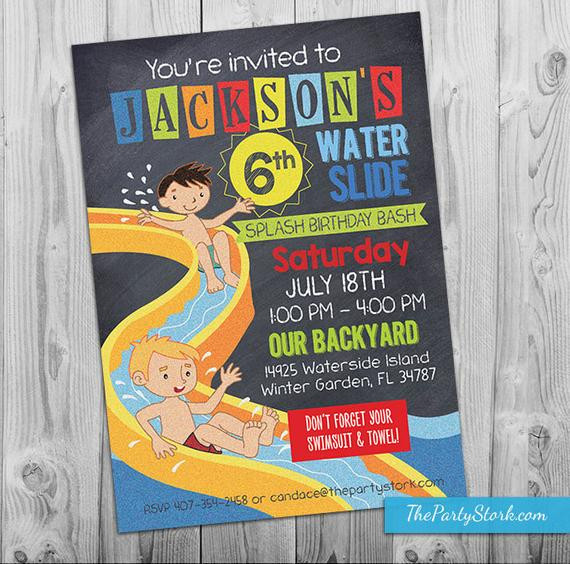 Water Slide Birthday Party Invitations
 Water Slide Party Invitation Printable Birthday Invite for