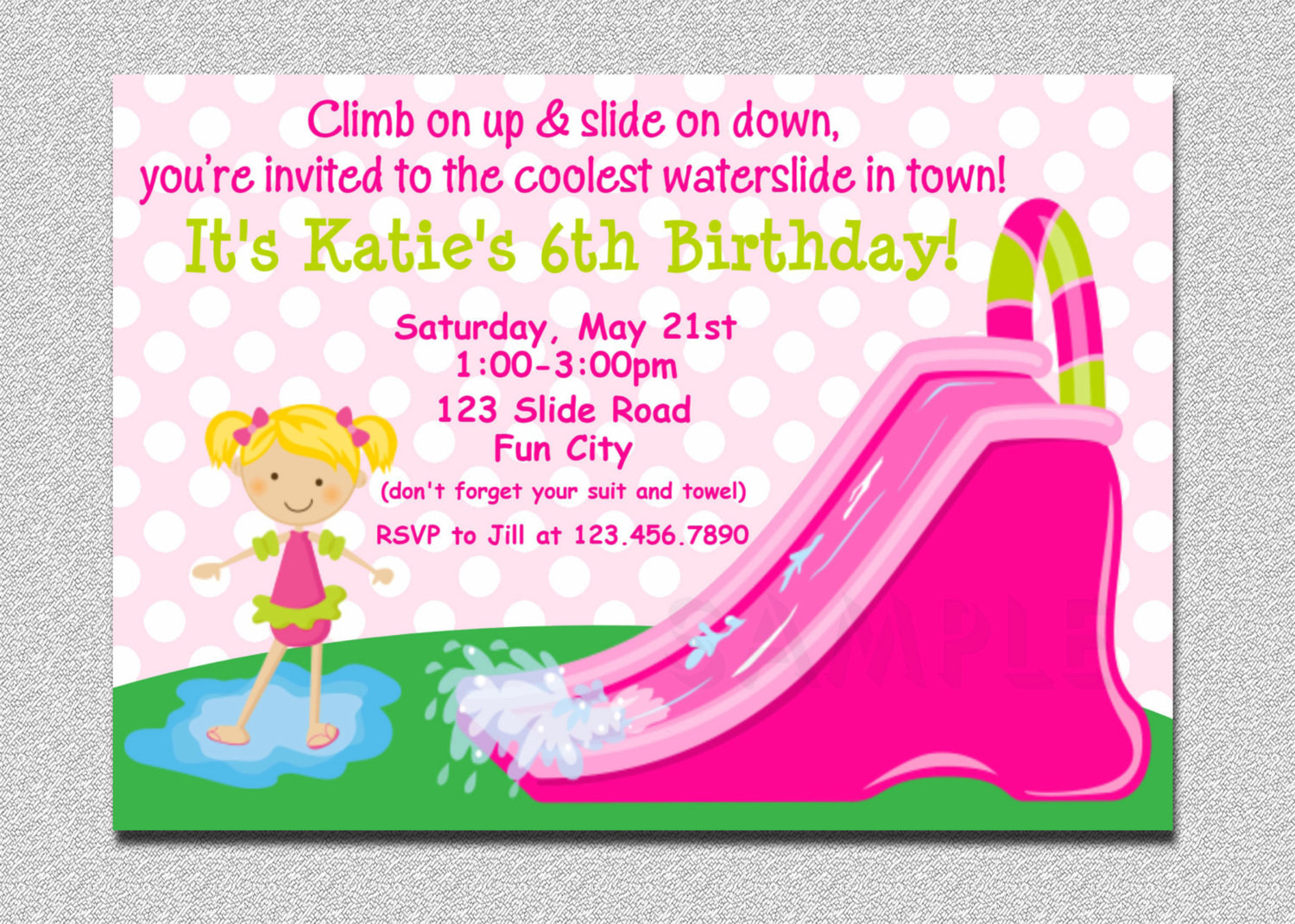 Water Slide Birthday Party Invitations
 Waterslide Birthday Party Invitation Waterslide Birthday