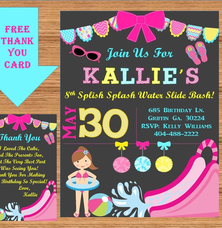 Water Slide Birthday Party Invitations
 Water Slide Birthday Party Invitation Swimming by