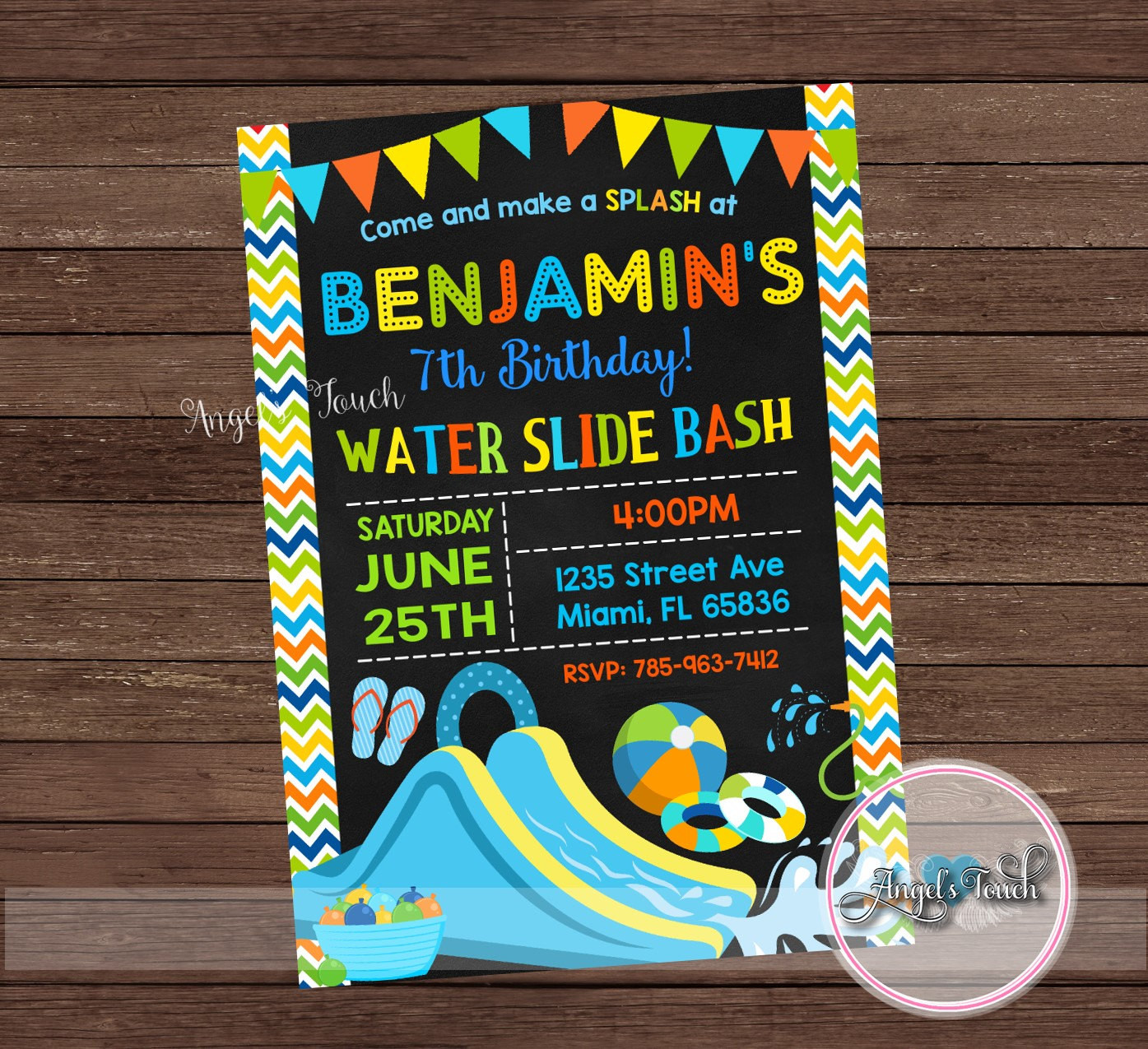Water Slide Birthday Party Invitations
 Water Slide Party Invitation Waterslide Birthday Invitation