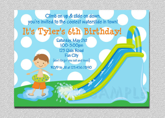 Water Slide Birthday Party Invitations
 Waterslide Birthday Invitations Water Slide Birthday Party