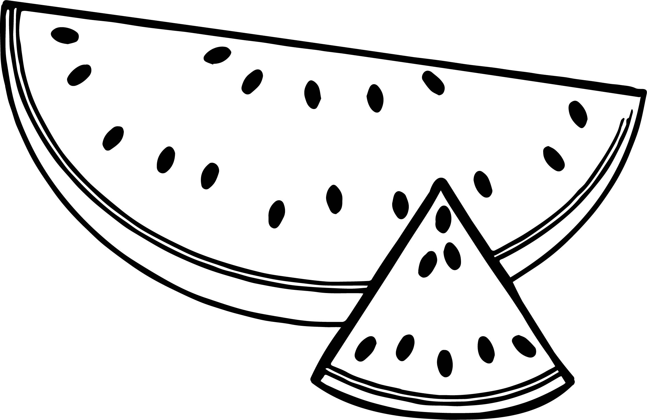 Watermelon Coloring Pages
 A Sliced Summer Watermelon Half And Triangle Coloring Page
