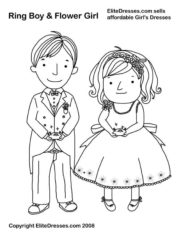 Wedding Coloring Pages For Boys
 Wedding Ring Bearer and Flower Girl Coloring Page Picture