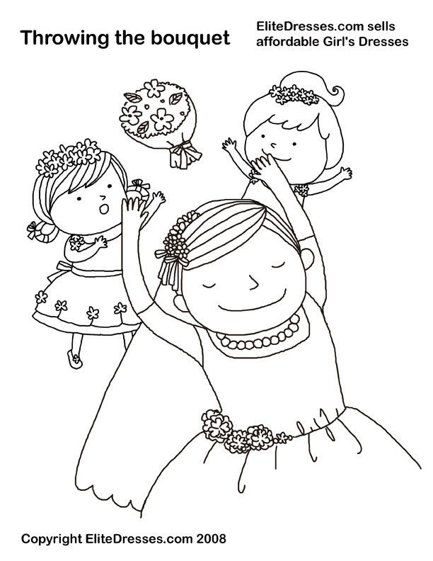 Wedding Coloring Pages For Boys
 Throwing the bouquet Wedding Coloring Page