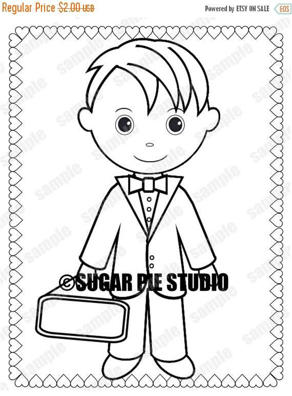 Wedding Coloring Pages For Boys
 ON SALE INSTANT Download Printable Ring bearer Page boy sign