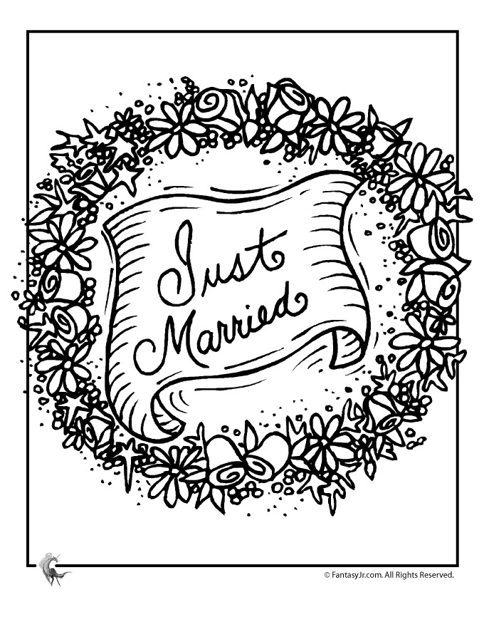 Wedding Coloring Pages For Boys
 Wedding Coloring Pages Just Married Garland Coloring Page