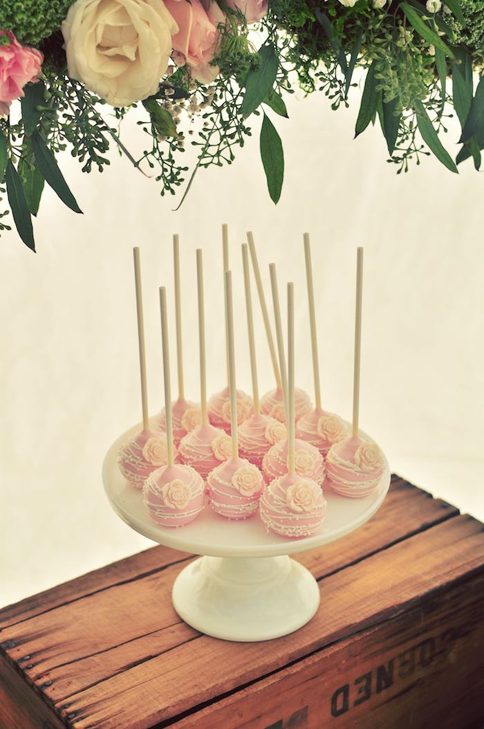 Wedding Engagement Party Ideas
 Kara s Party Ideas Cake Pops from a Rustic Chic Engagement
