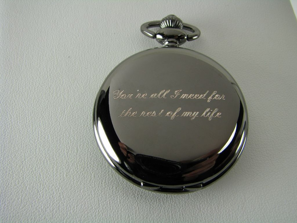 Wedding Gift Engraving Ideas
 Engraved pocket watch from the Bride to the Groom on their