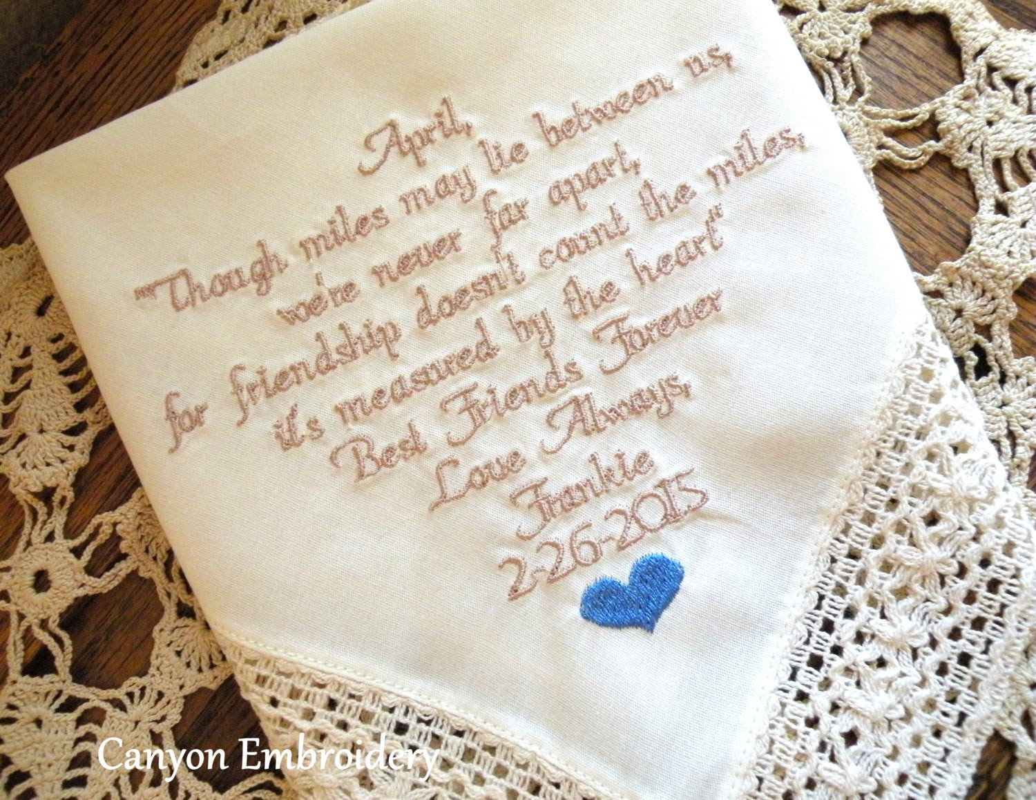 Wedding Gift Ideas For Best Friend
 Best Friend Wedding Gift Embroidered Wedding Hankerchief