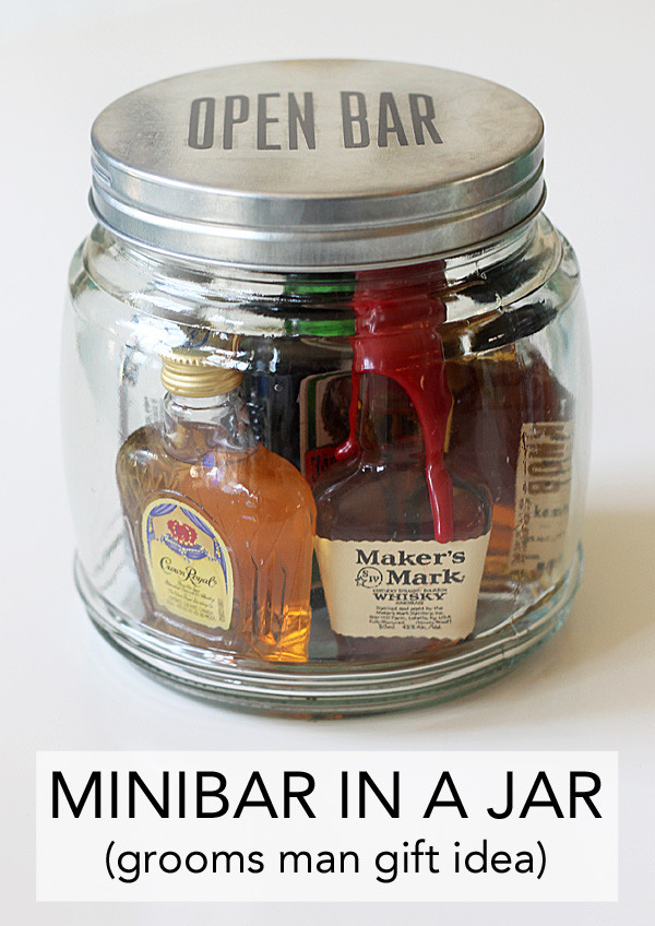 Wedding Party Gift Ideas For Guys
 Minibar in a Jar an easy t idea